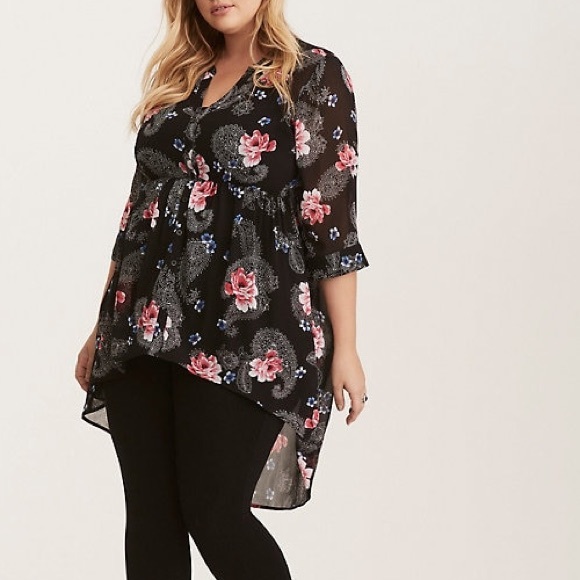 torrid Tops - Torrid | paisley floral print chiffon Hi-low top